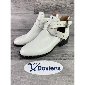 White Halogen Hailey Womens Studded Leather Ankle Boots Size 4M